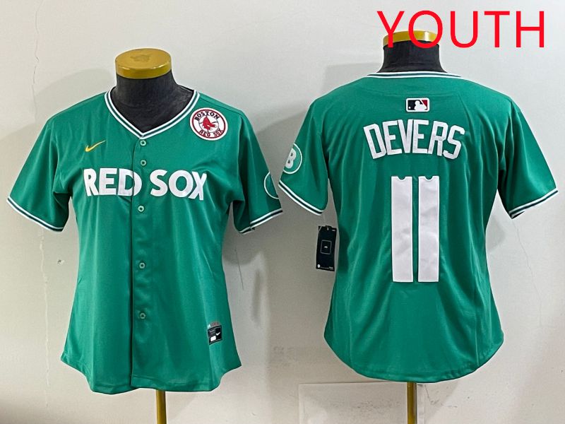 Youth 2025 Boston Red Sox 11 Devers Dark Green Joint Name Nike MLB Jersey style 9